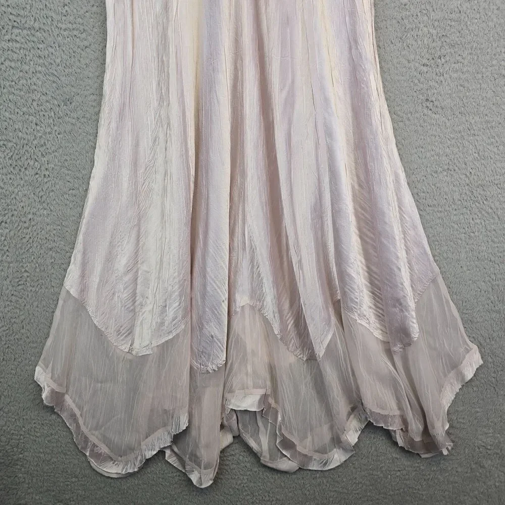 Vintage Komarov Maxi Dress Womens L Jeweled Neckline Charmeuse Asymmetric Flowy - Picture 5 of 16